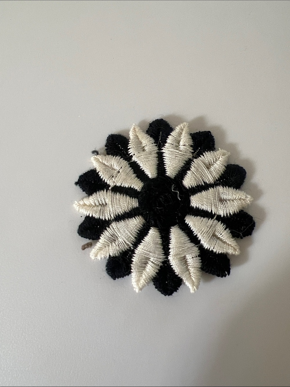 Black & Cream Floral Embroidered Patch